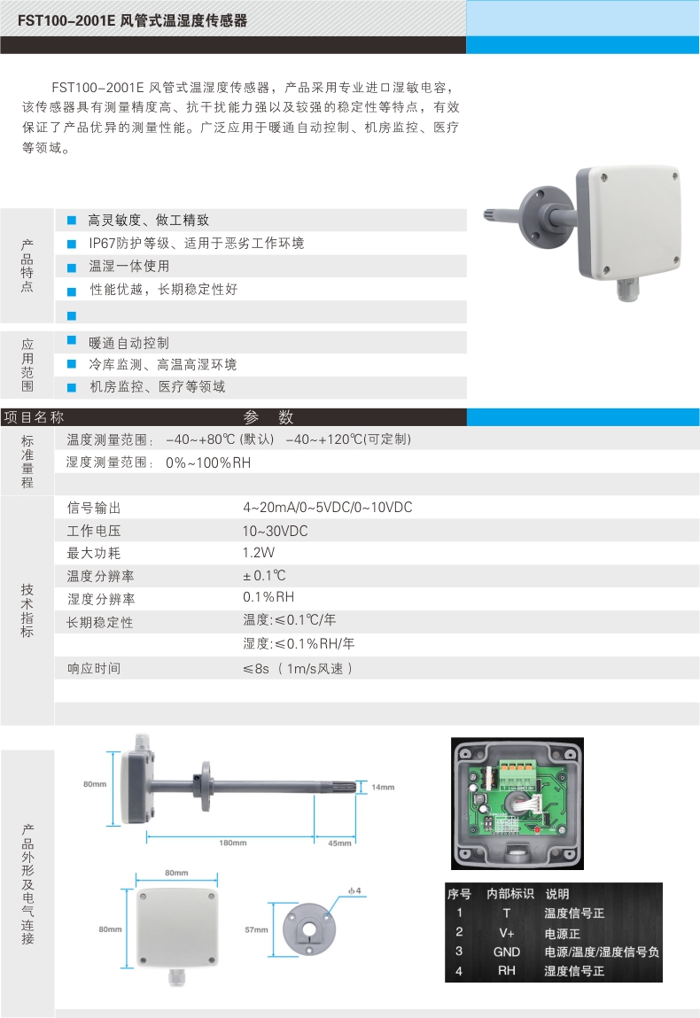 风管式温湿度传感器图片