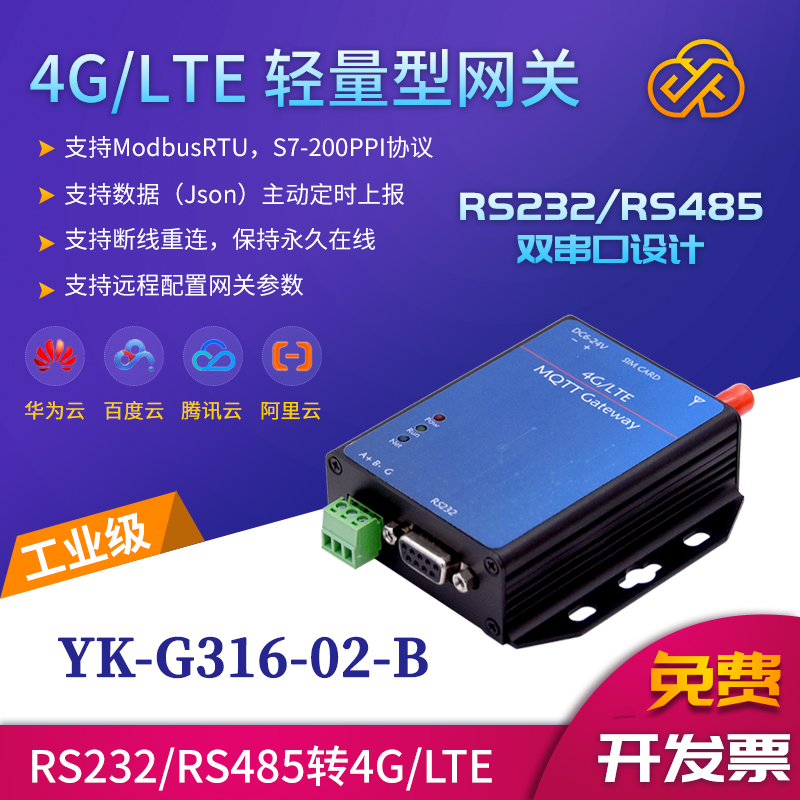 G316 RS485转4G Modbus(PLC)转MQTT物联网网关模块图片