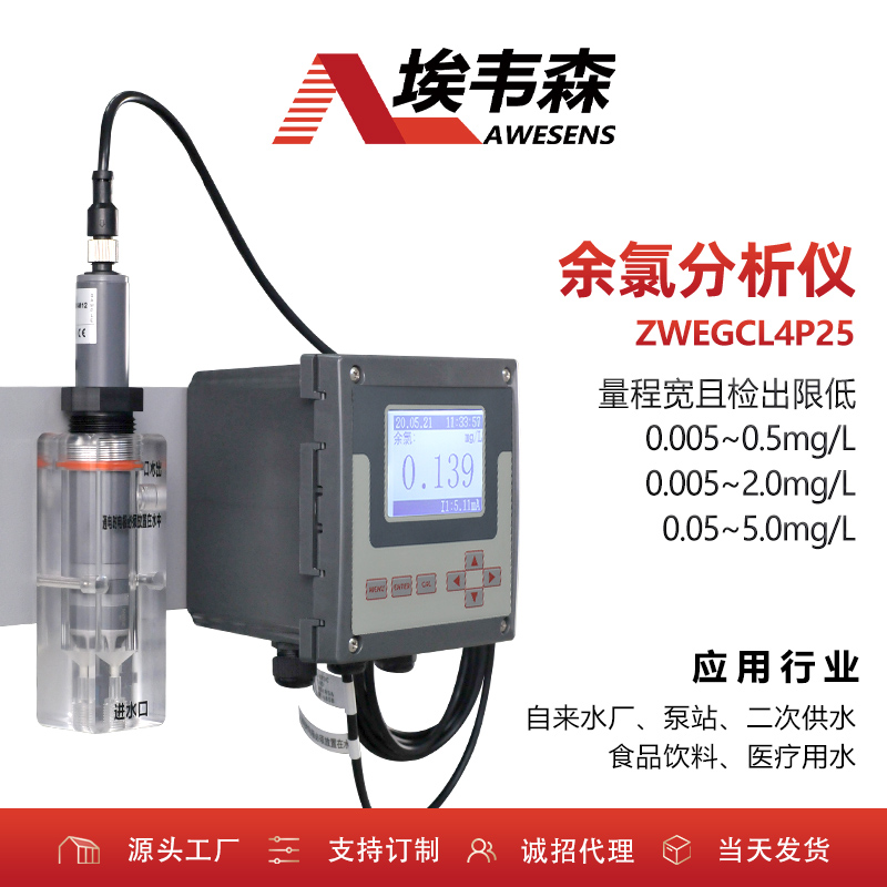 埃韦森在线余氯分析仪自来水厂泵站余氯监测ZWEGCL4P25图片
