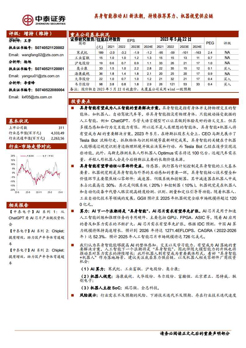 具身智能推动AI新浪潮,持续推荐算力、机器视觉供应链图片
