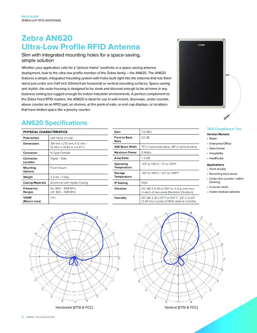ZEBRA斑马AN620 RFID天线 斑马天线 双单元 RFID固定式读写器天线图片