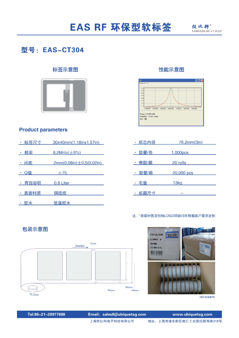 EAS RF环保型软标签CT304图片