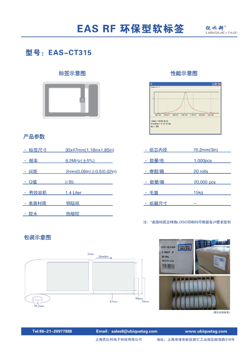 EAS RF环保型软标签CT315图片