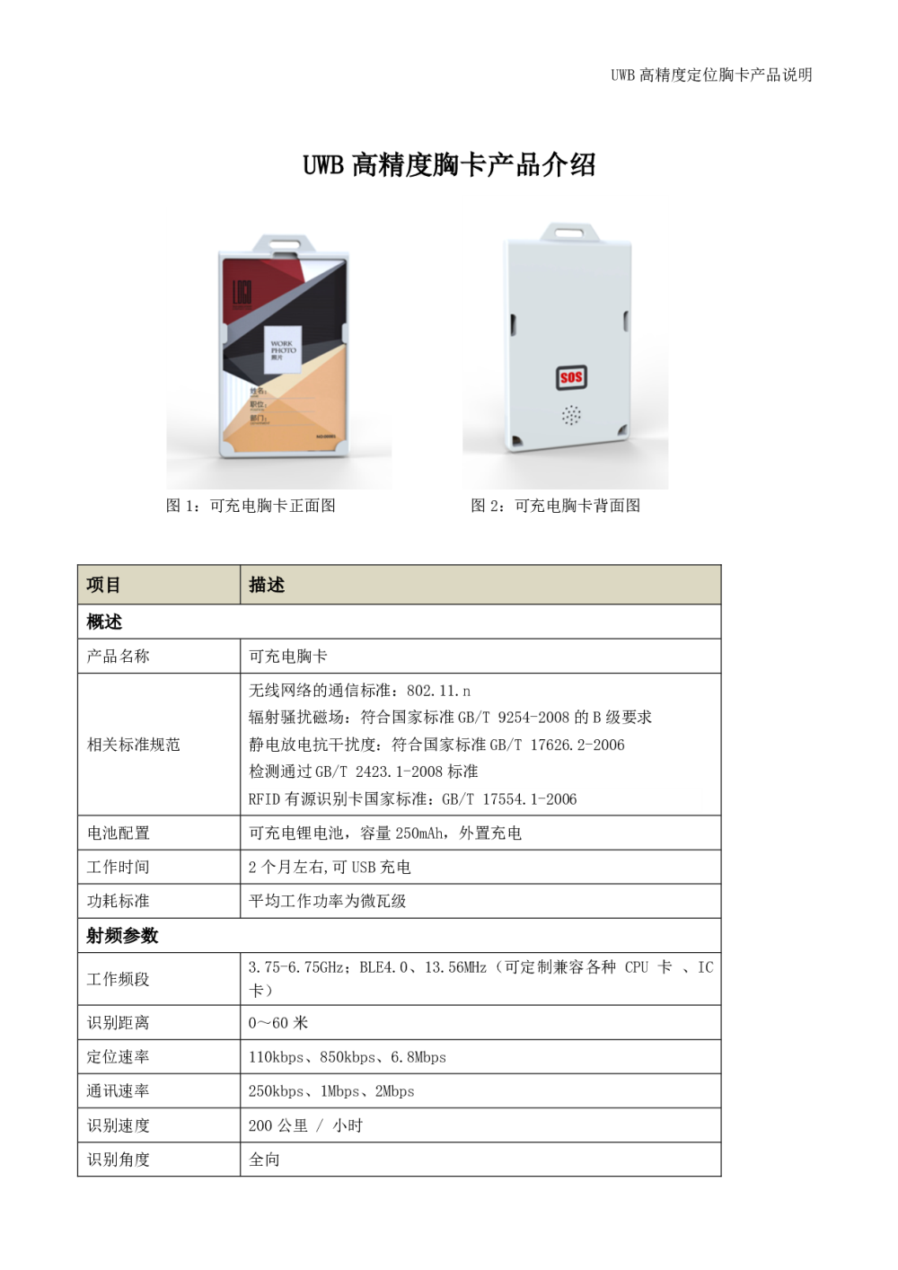 UWB定位胸卡标签图片
