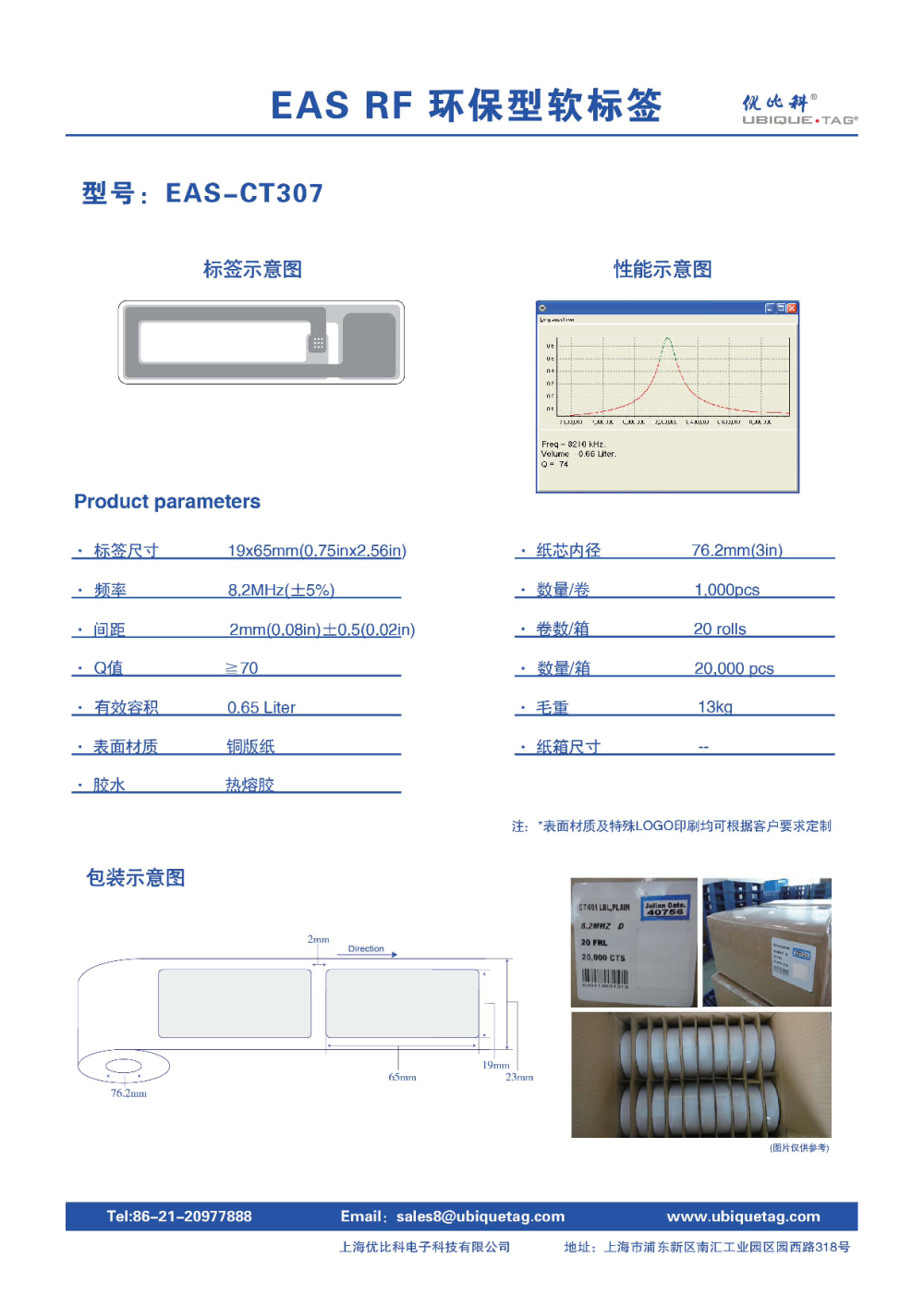 EAS RF环保型软标签CT307图片
