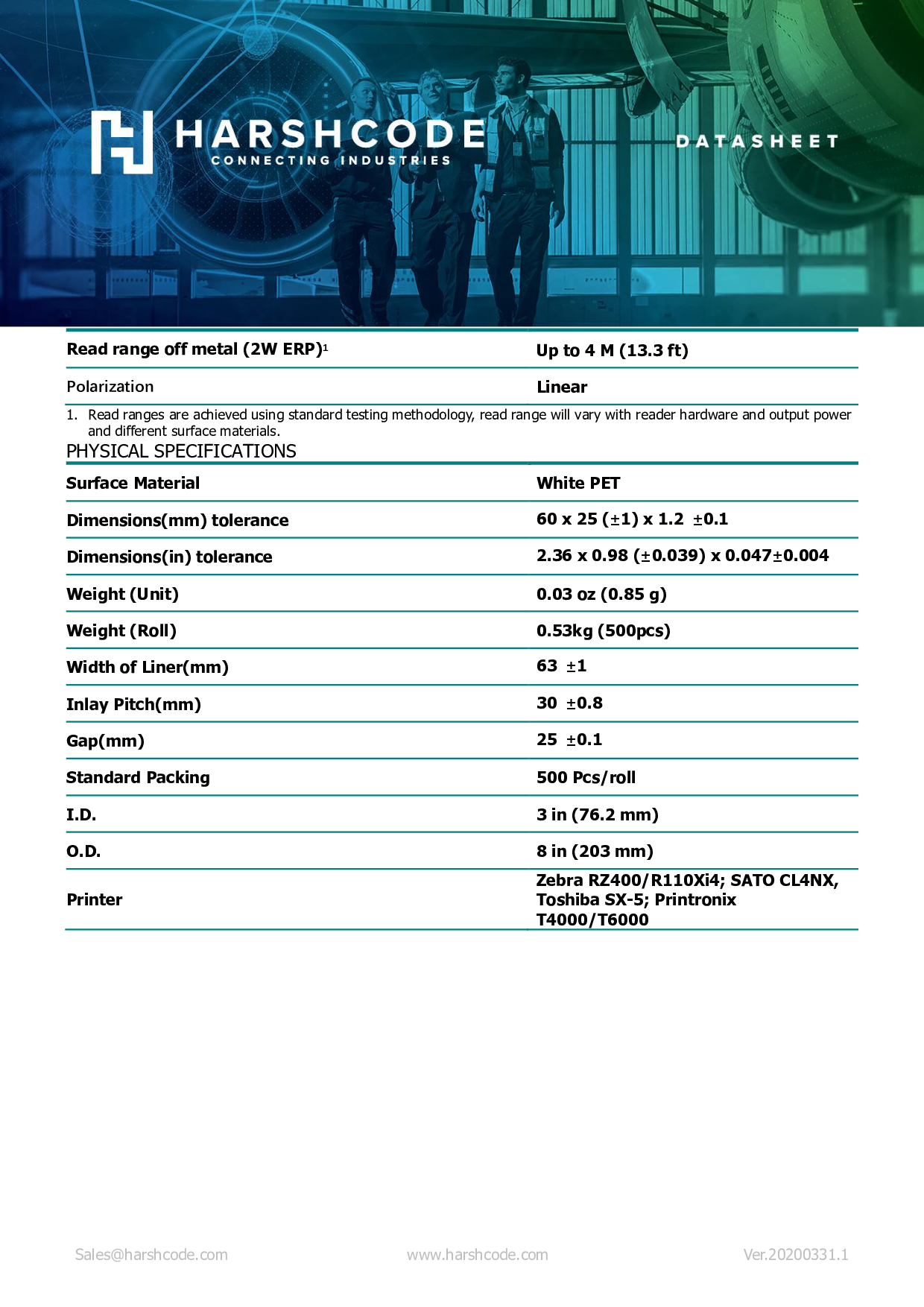 RFID 柔性可打印抗金属标签图片