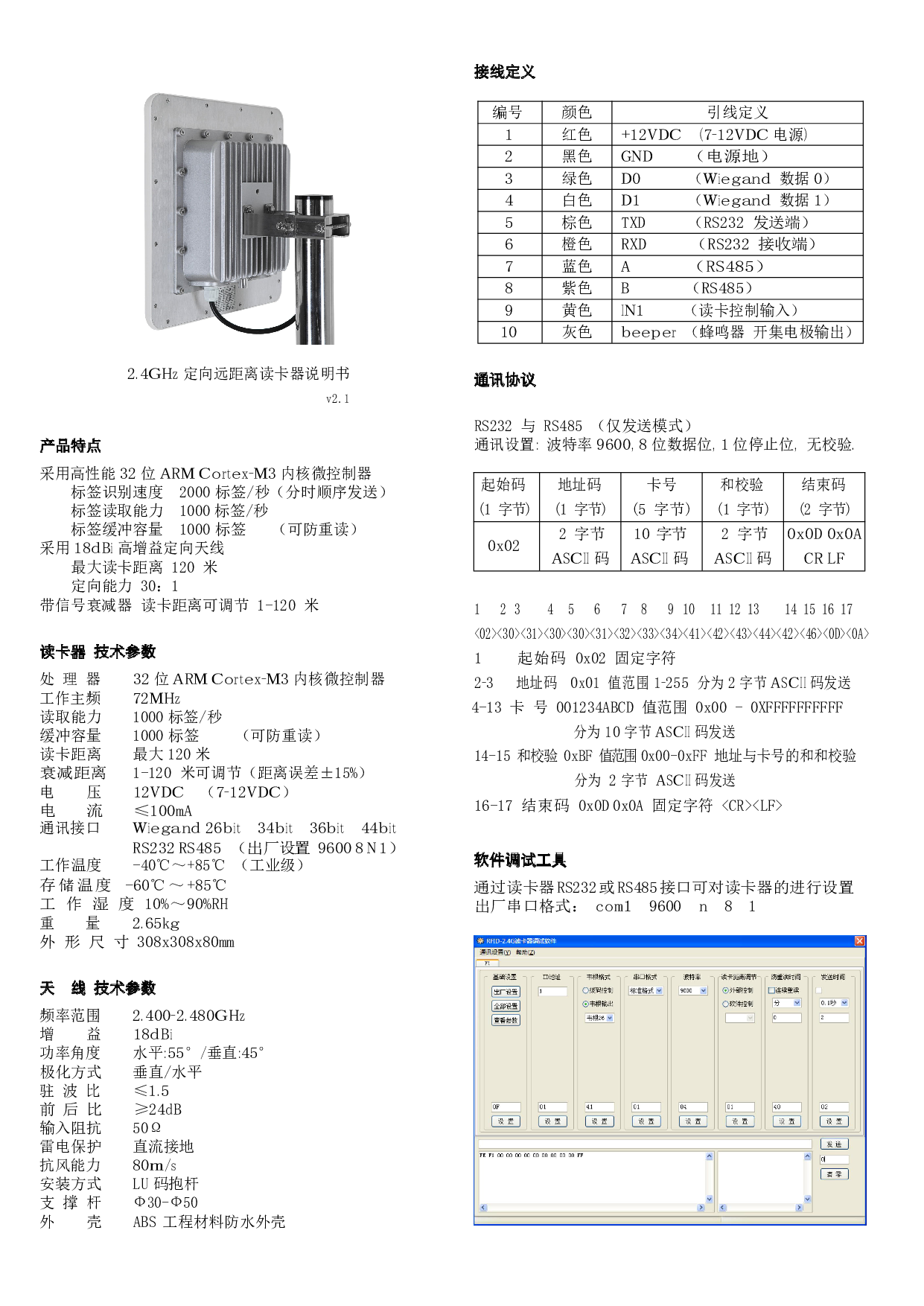 2.4GHz 定向远距离读卡器图片