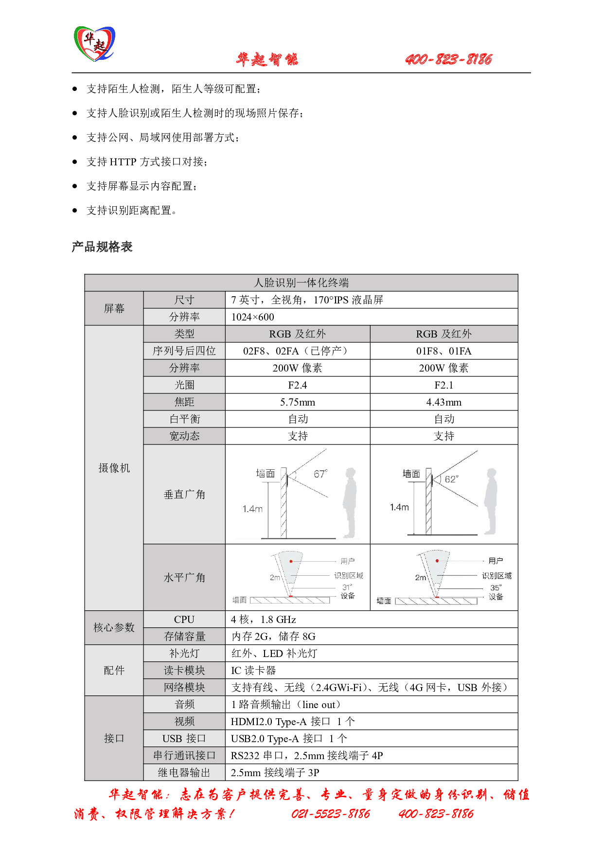 生物人脸识别终端考勤机门禁一体机7寸显示屏图片