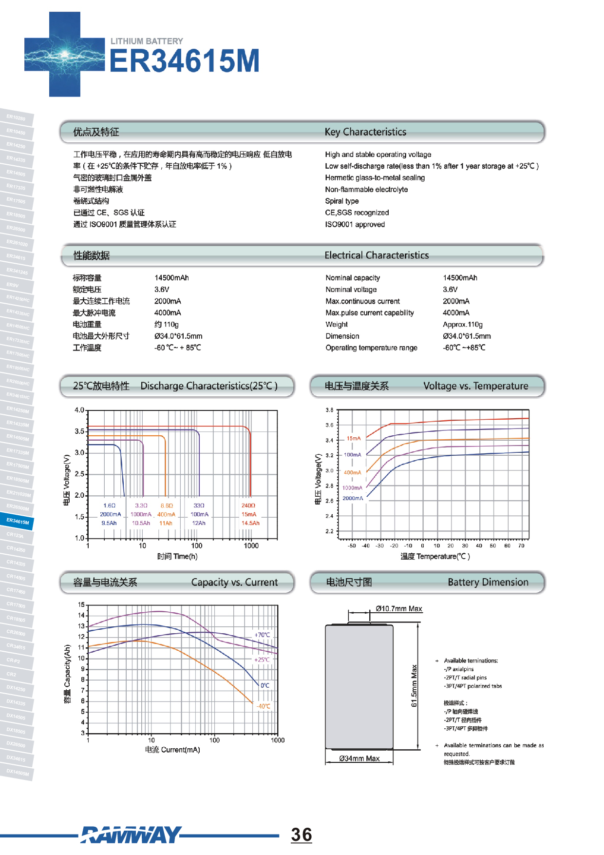 睿奕锂电池 ER34615M图片