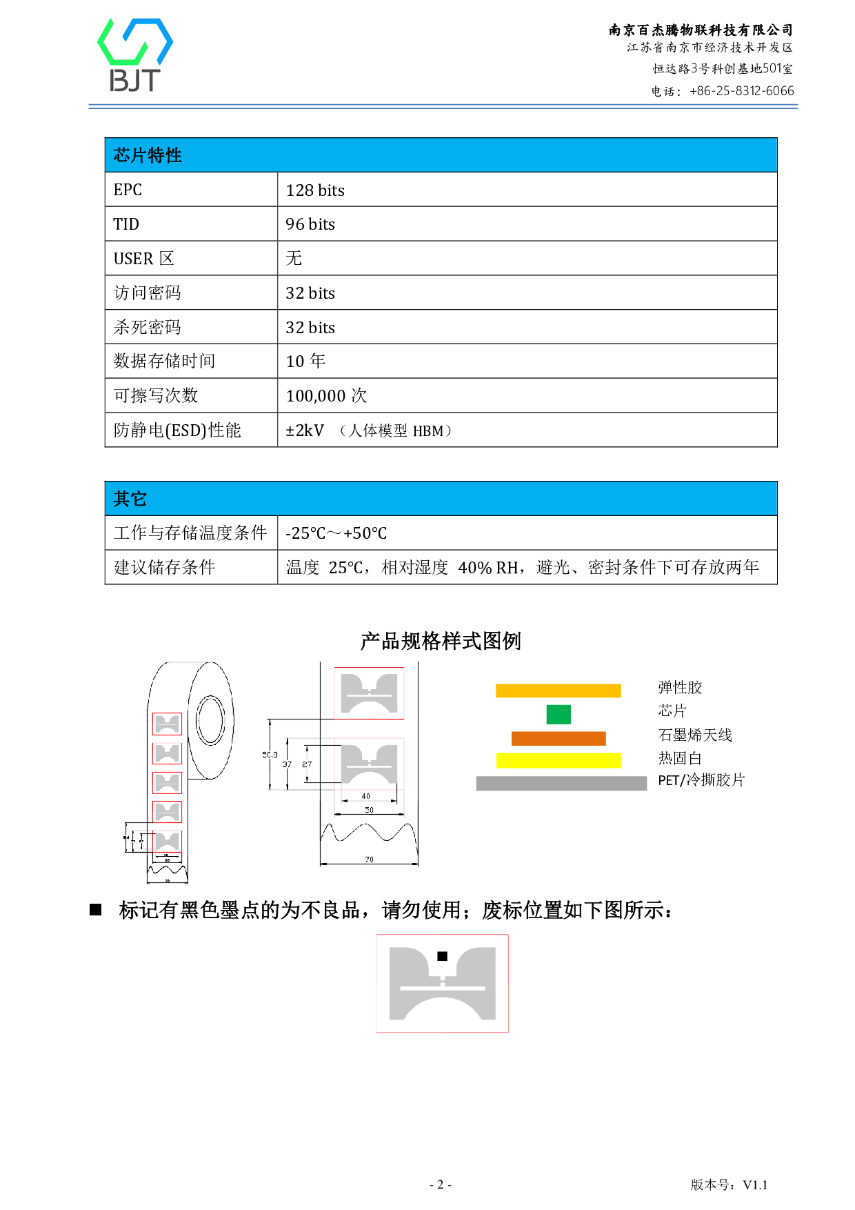 具热转印功能的石墨烯超高频防拆标签图片