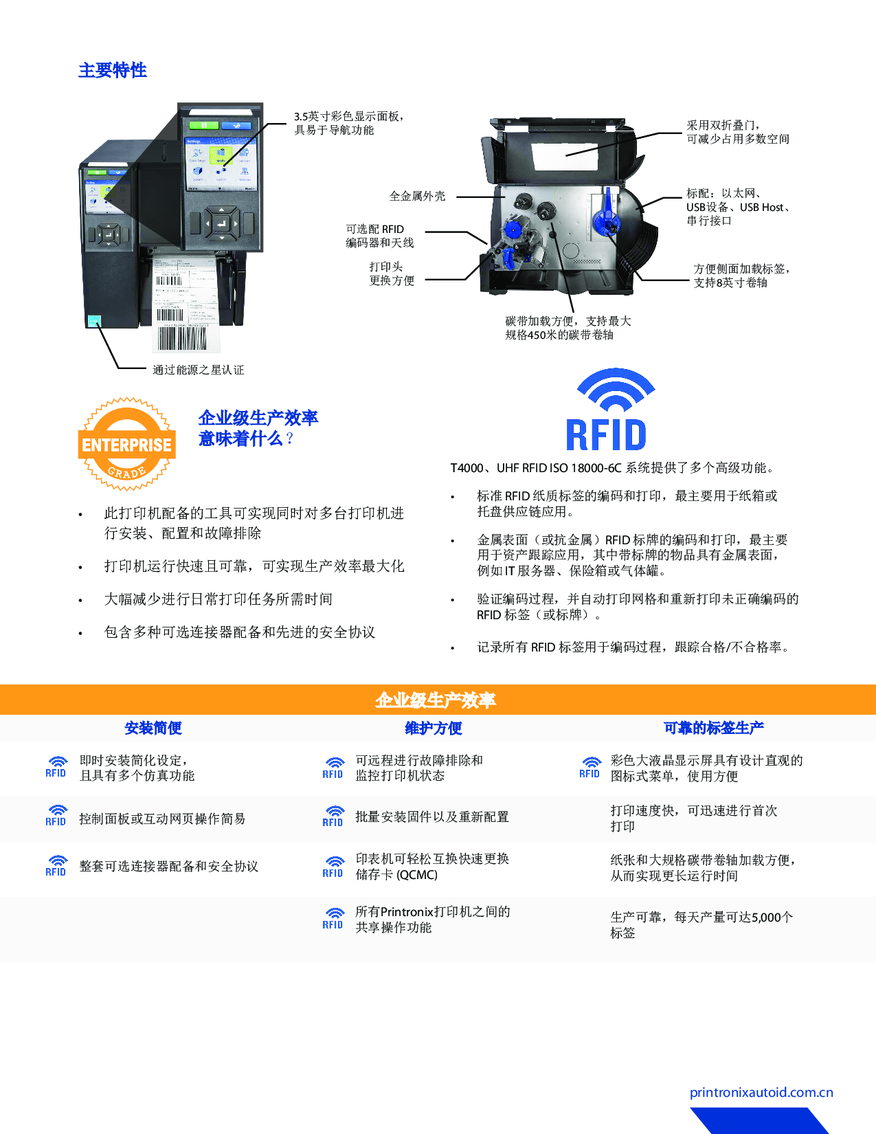 普印力 T4000 系列 工业型 RFID打印机图片