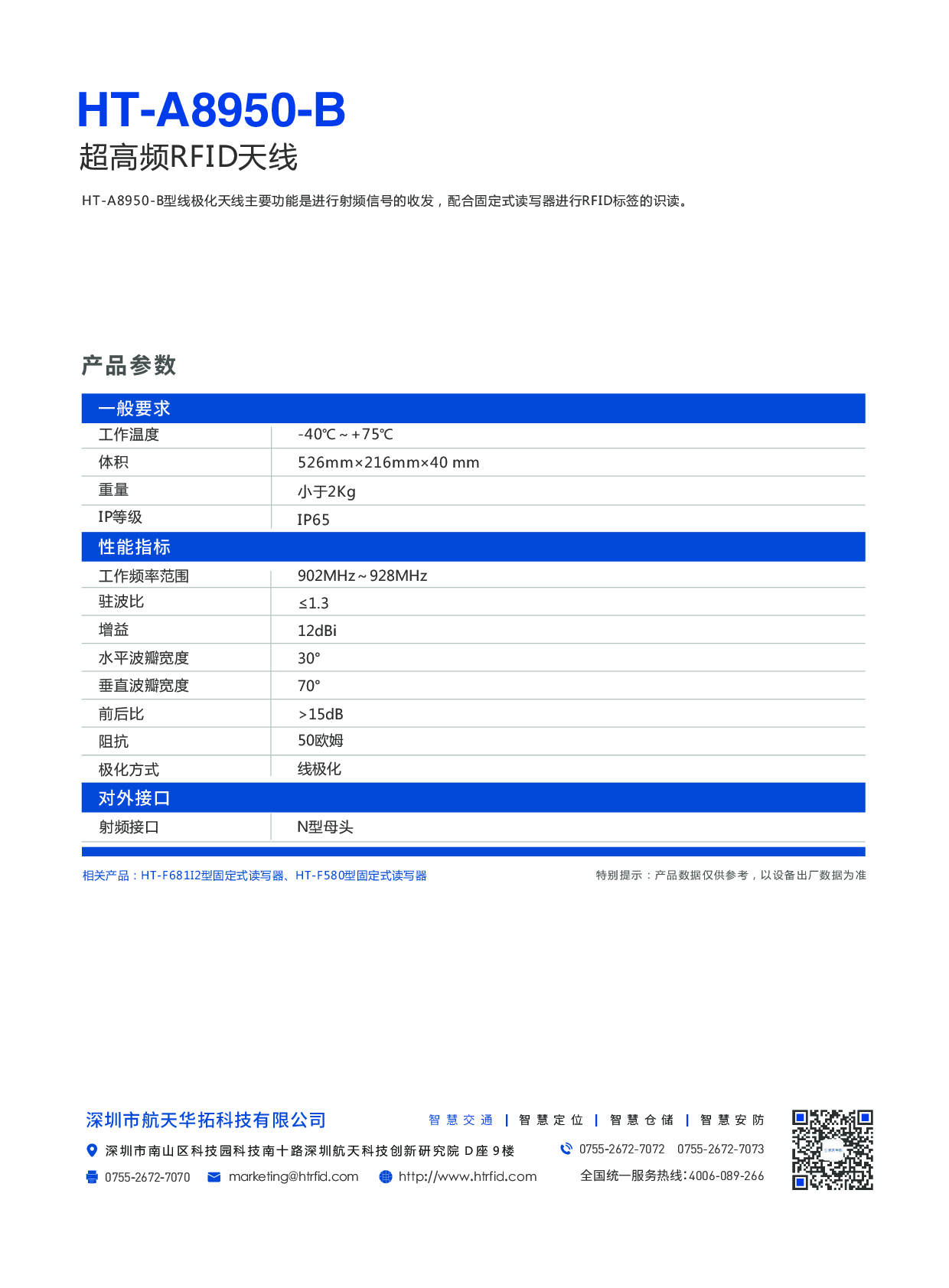 HT-A8950-B型超高频RFID天线（智慧交通-汽车电子标识）图片