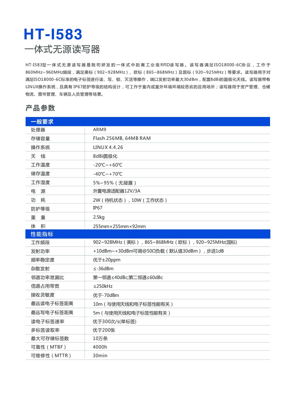 HT-I583一体式无源读写器图片