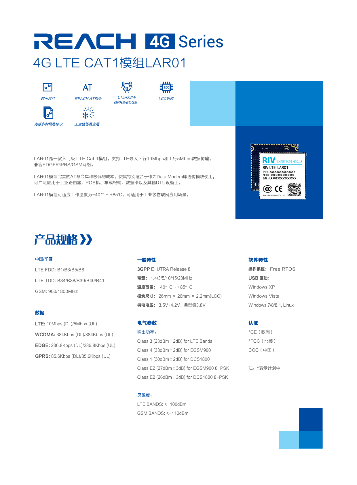 4G LTE CAT.1模组：LAR01图片