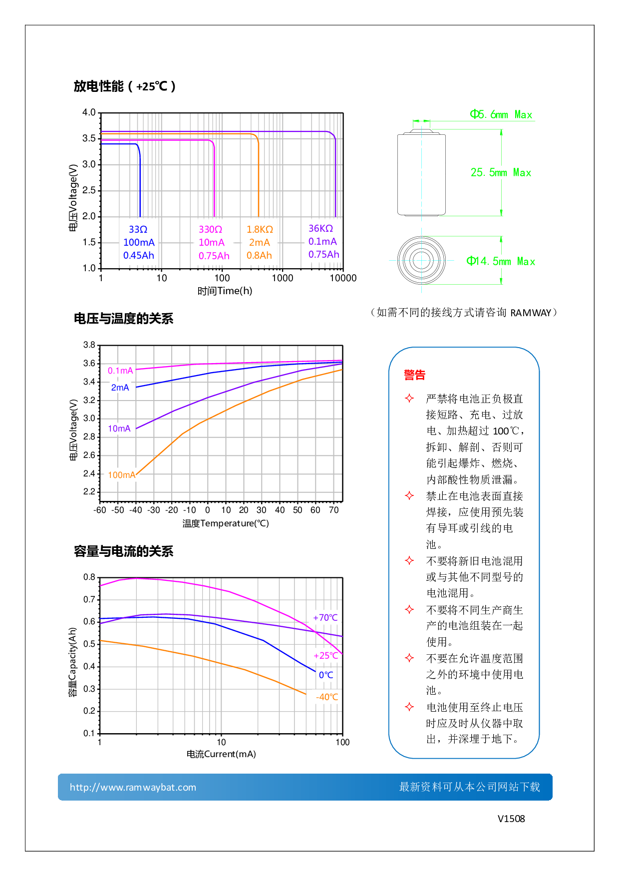 睿奕ER14250M功率型锂亚电池图片