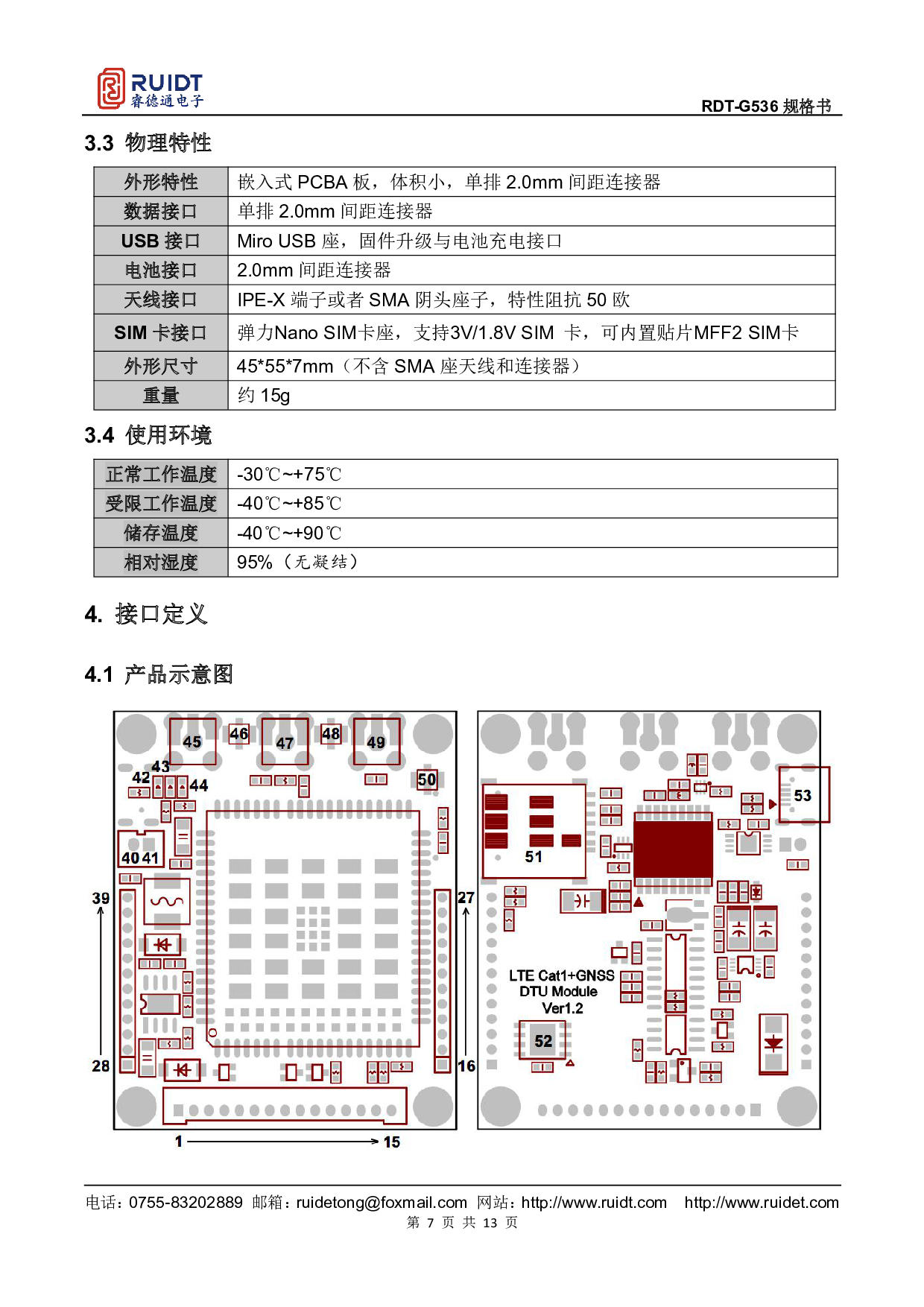 RDT-G536嵌入式Cat1 DTU模块图片