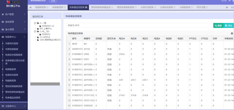 安科瑞Acrel Cloud-3200远程预付费云平台 用户用电费用管理图片