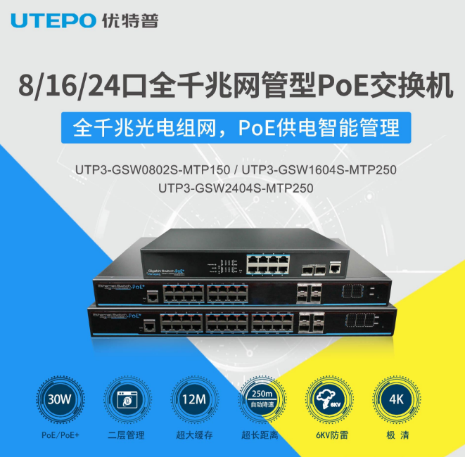 16 口千兆+4 千兆光口网管型PoE交换机图片