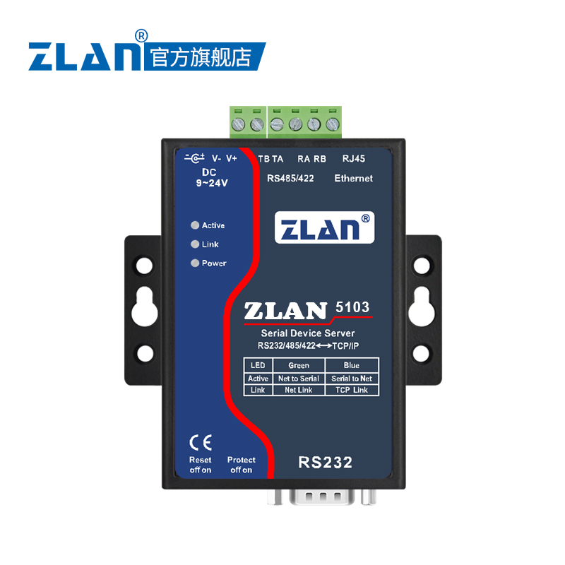 232串口服务器485转以太网TCP通讯模块422转网口通信设备工业级串口通信服务器上海卓岚ZLAN5103图片