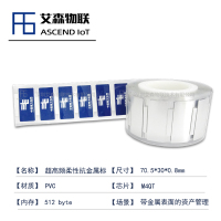 【70*30mm】RFID超高频柔性抗金属电子标签 可定制印刷图案文字