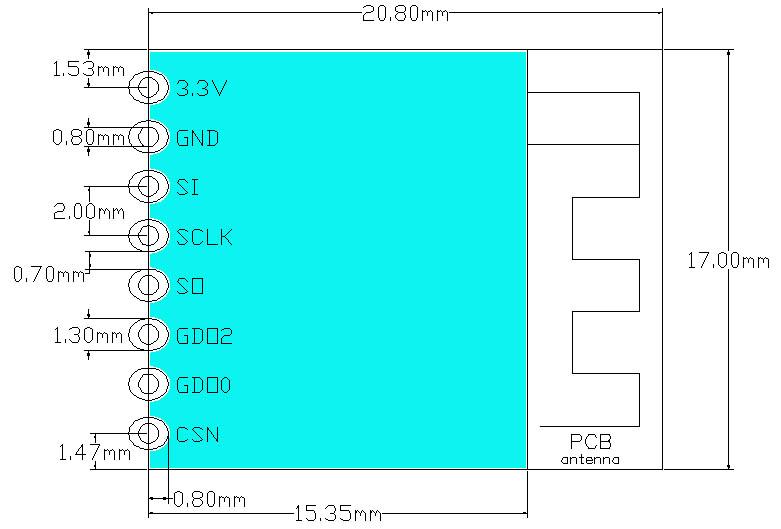 VT-CC2500-M1德州仪器芯片cc2500射频有源RFID无线发射接收器开关模块图片