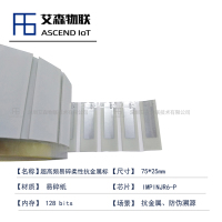 75*25mm IT资产金属资产防伪溯源防转移超高频易碎RFID柔性抗金属电子标签