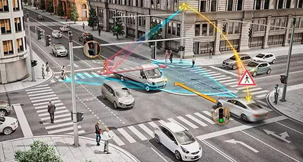 智慧路灯杆辅助自动车辆驾驶图片