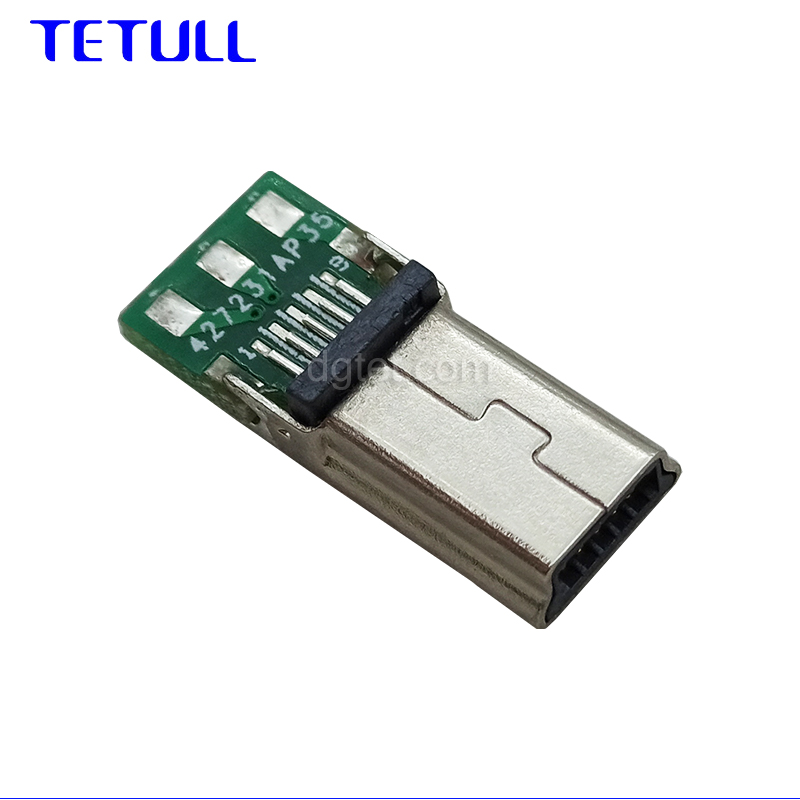 mini usb 10Pin 数据线端子带PCB焊线式铁壳连接器图片