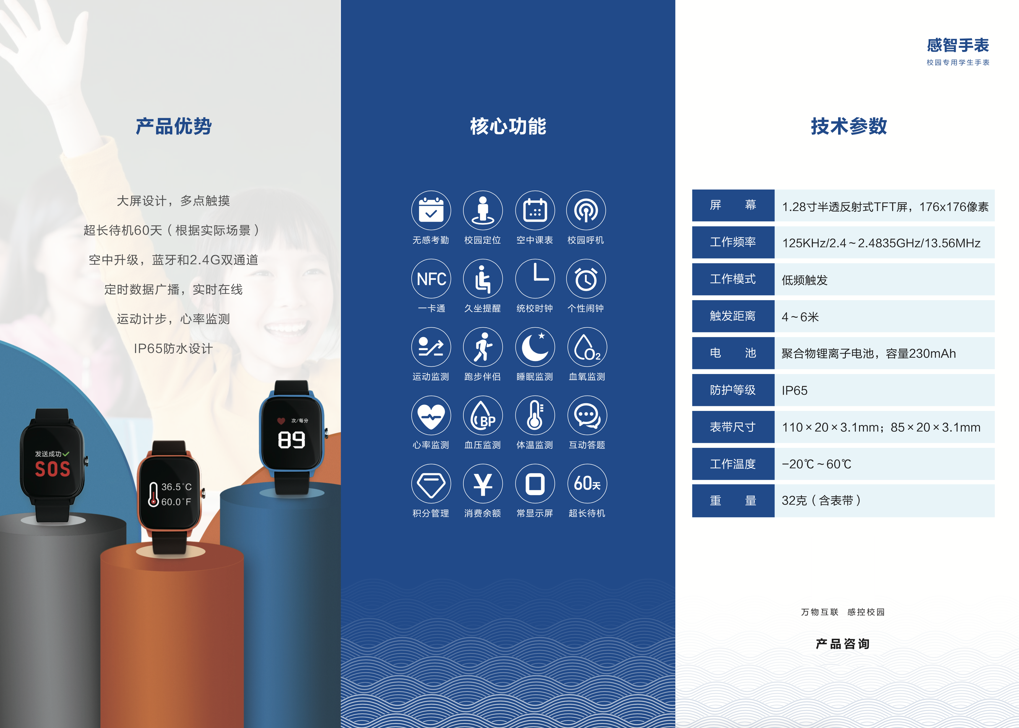 兴域2.4G半有源RFID远距离智能学生手表，感智手表图片
