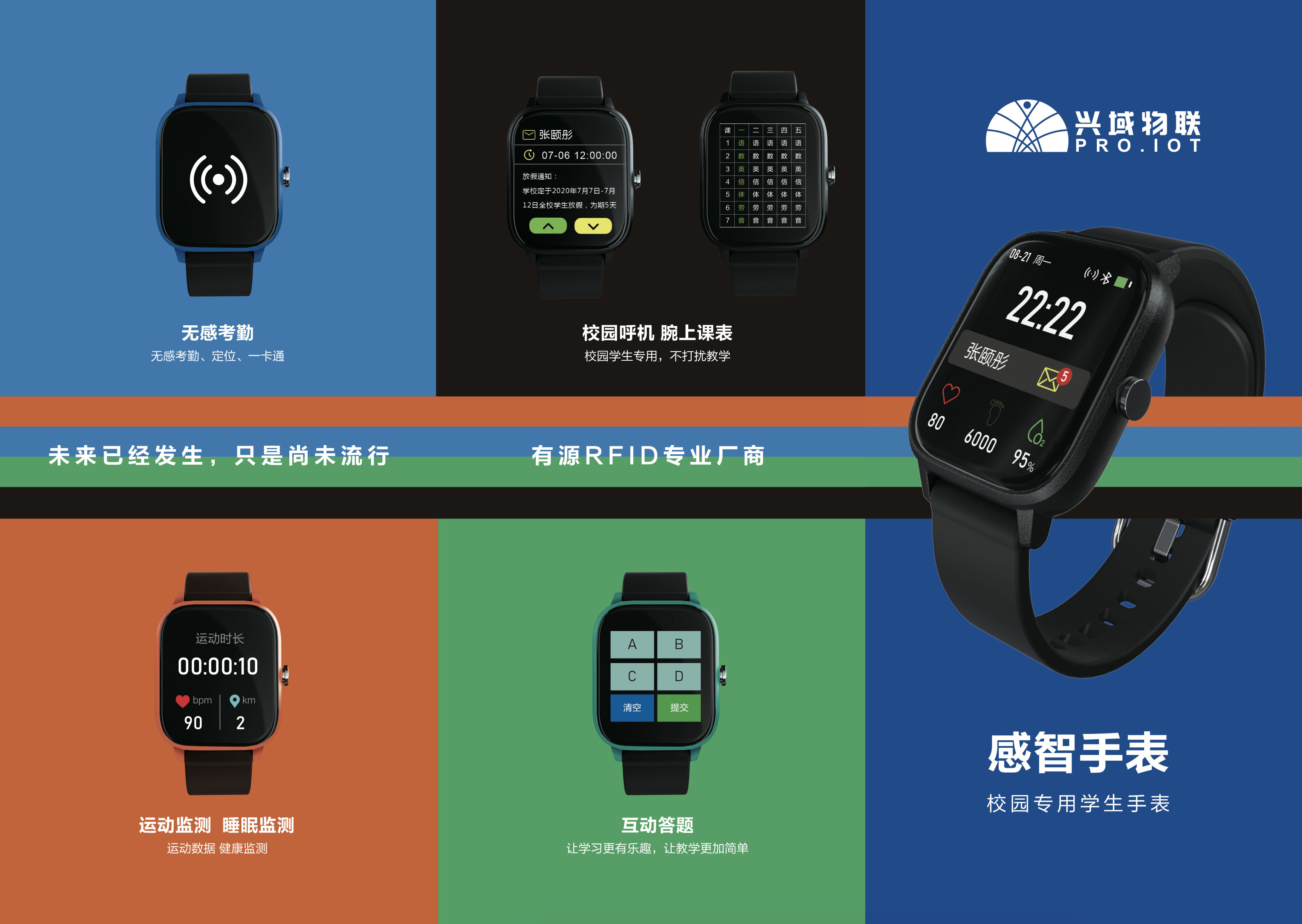 兴域2.4G半有源RFID远距离智能学生手表，感智手表图片