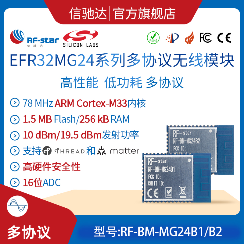 EFR32MG24多协议模块高性能低功耗Matter Thread Zigbee 蓝牙Mesh图片