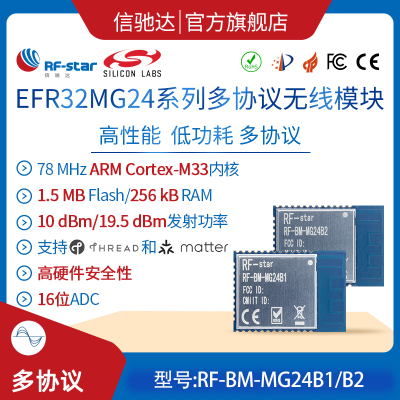 EFR32MG24多协议模块高性能低功耗Matter Thread Zigbee 蓝牙Mesh