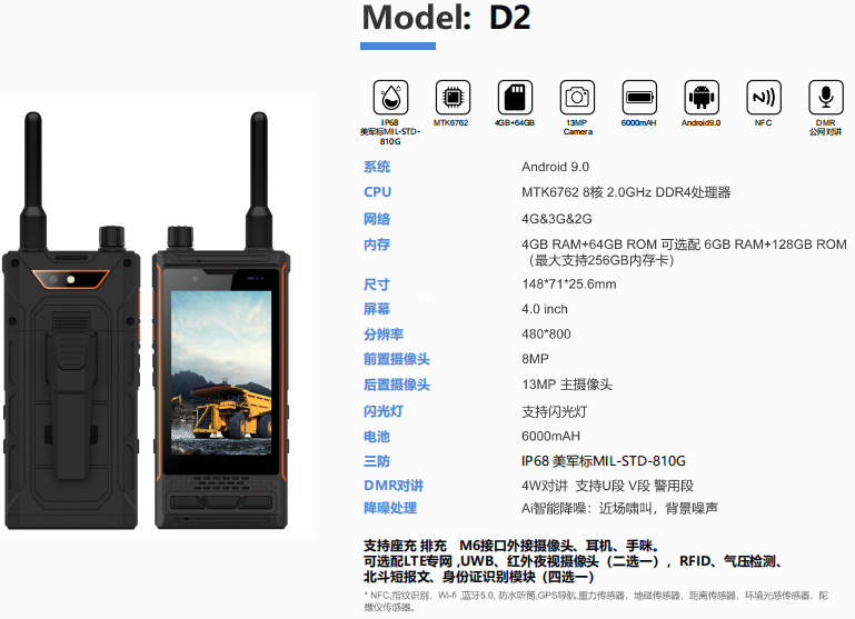 LTE专网三防对讲手机 UWB北斗短报文图片