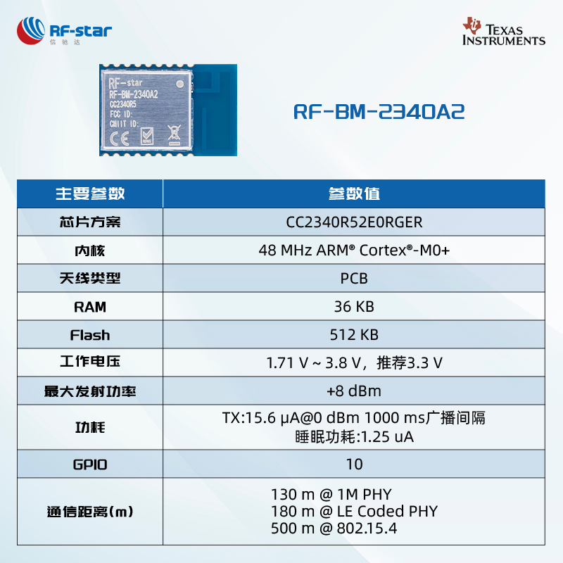 CC2340R5低功耗蓝牙数传模块  小尺寸 串口透传 RF-BM-2340A2图片