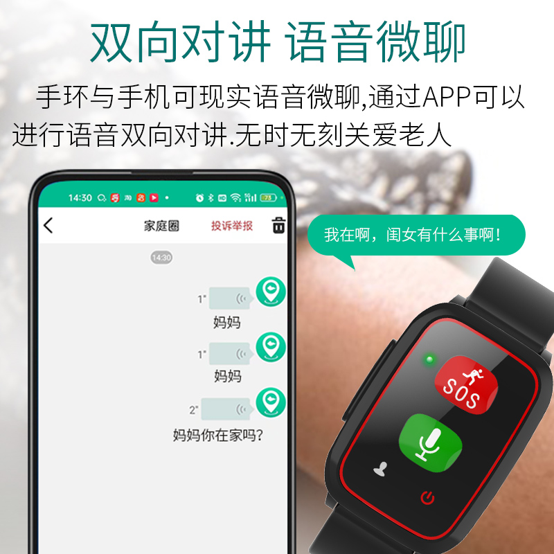 Ai语音4G智能监测心率血压跌倒报警一键SOS超长续航老人定位手表图片