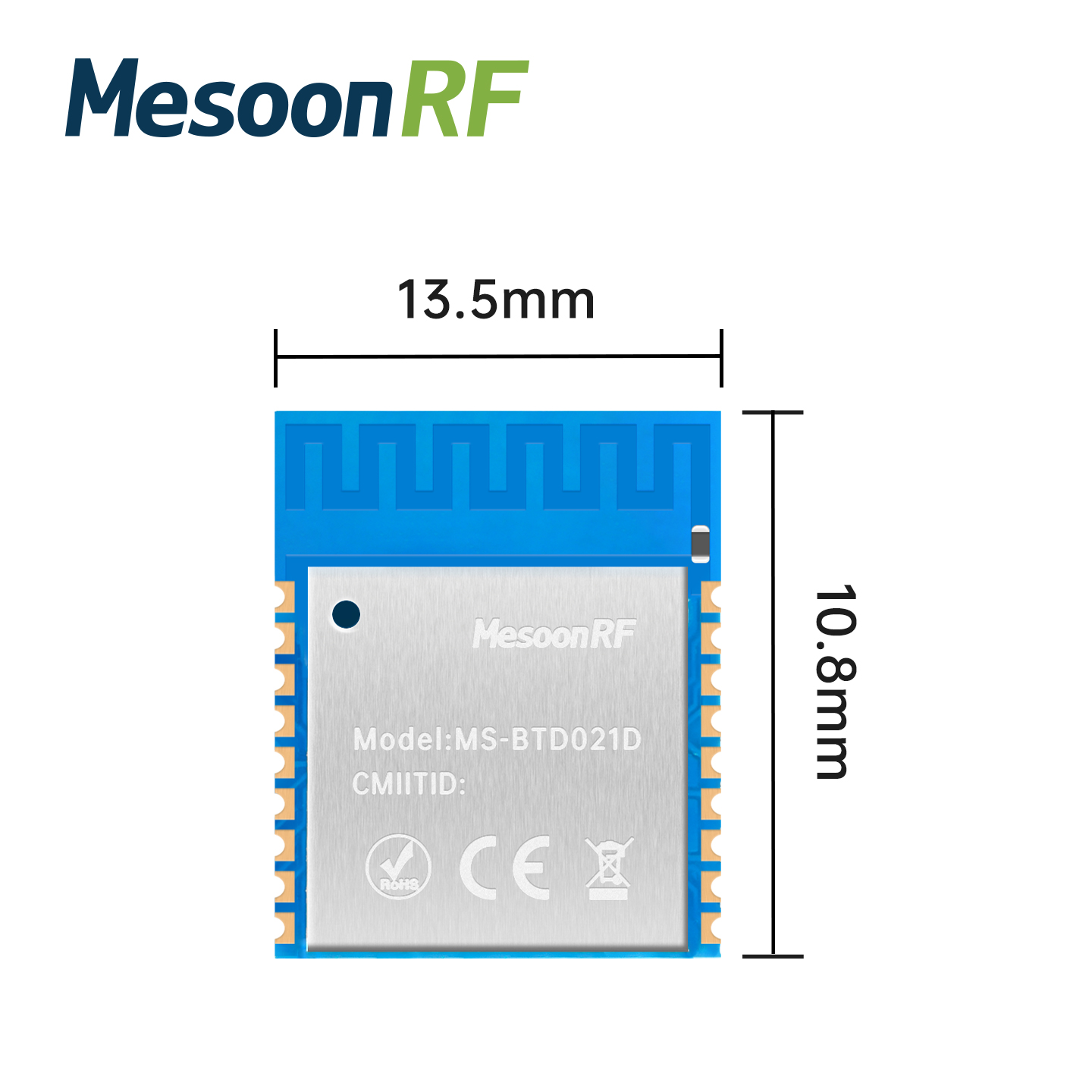 双模蓝牙模块SPP3.0+BLE5.3支持主从一体无线串口透传模块MS-BTD021D图片