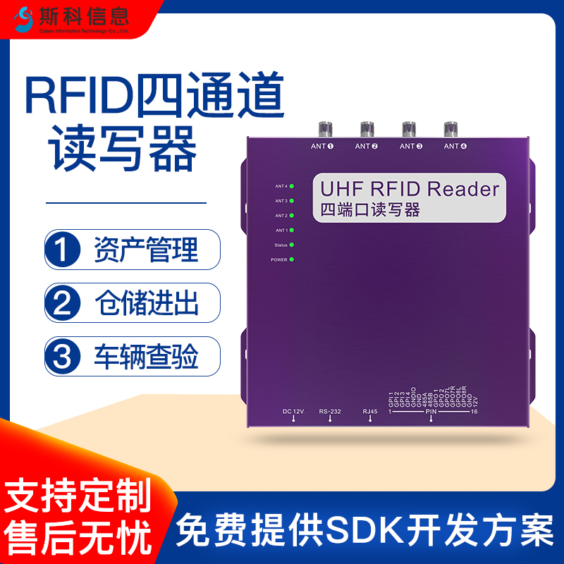 超高频四通道读写器仓储管理分体式读写器固定式R2000通道读卡器图片