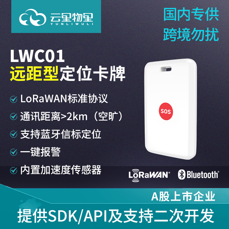 LWC01 2km LoRa传输蓝牙人员定位信标中继工牌内置加速度传感器 一键报警图片