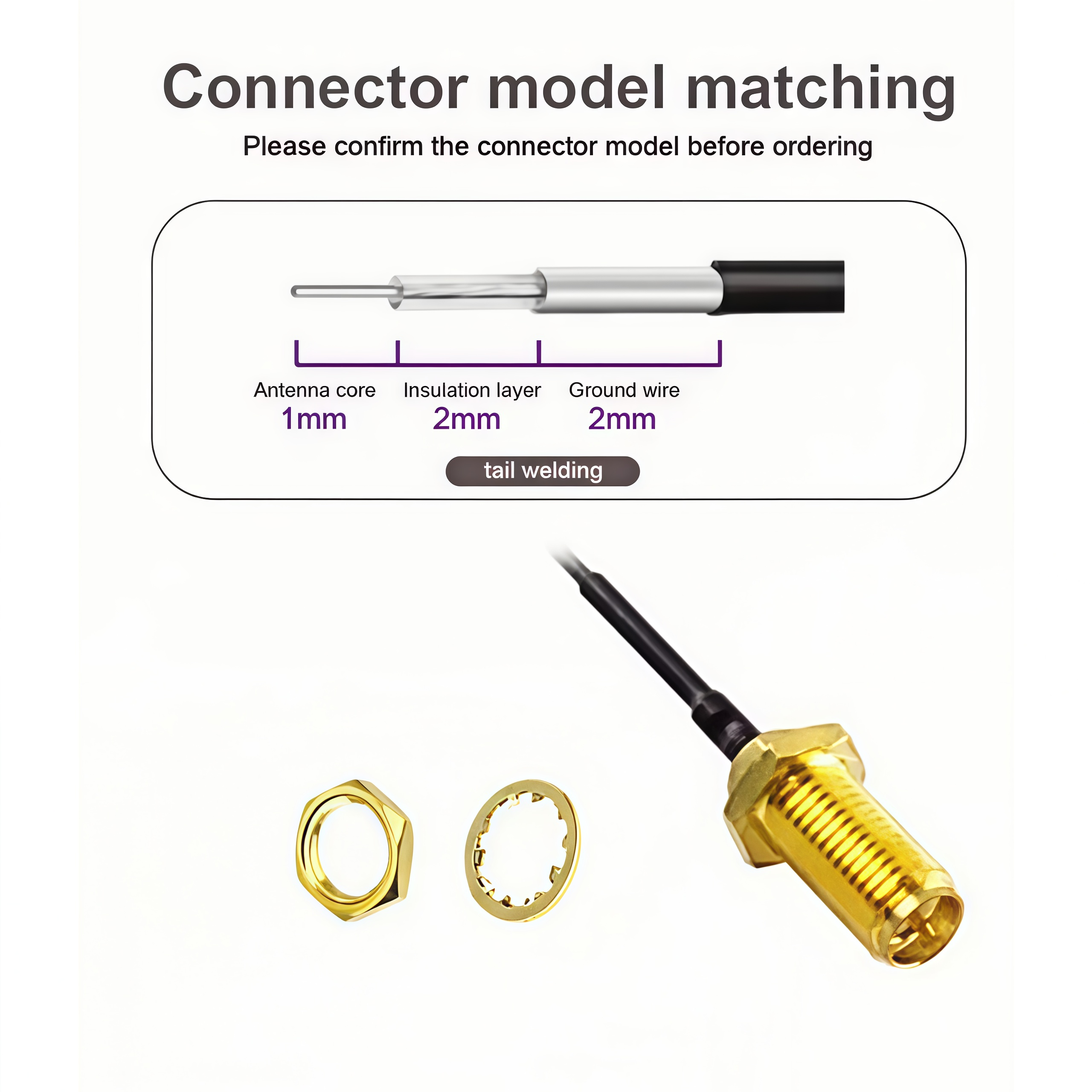 天线转接线 射频同轴线 SMA 母头外螺内针转剥线 RG1.13 线长120mm  4件套 RF射频连接线  适用所有射频发射 / 接收通信系统图片