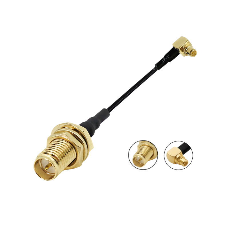 天线转接线 射频同轴线 SMA母头外螺内针转 MMCX 弯头  RG1.13 线长150mm   RF射频连接线  适用所有射频发射 / 接收通信系统图片