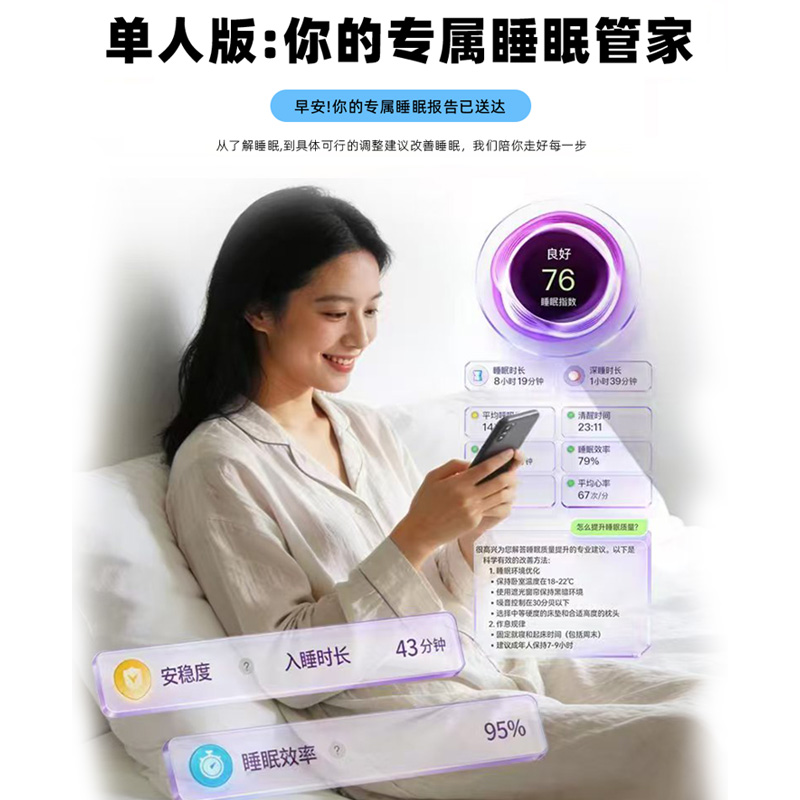 4G无线智能睡眠监测带家用卧室养老适老化报警器多功能智能床垫图片