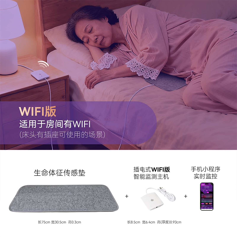 4G无线智能睡眠监测带家用卧室养老适老化报警器多功能智能床垫图片