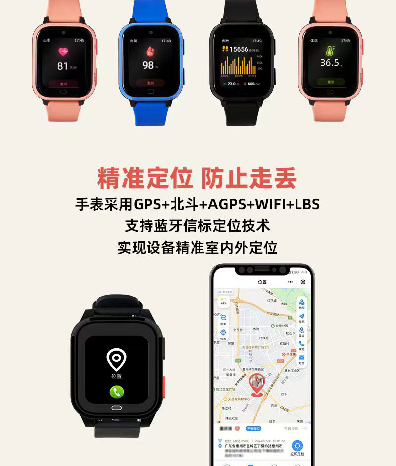 4G健康智能手表全网通监测老年人SOS一键防走失定位手环二次开发图片