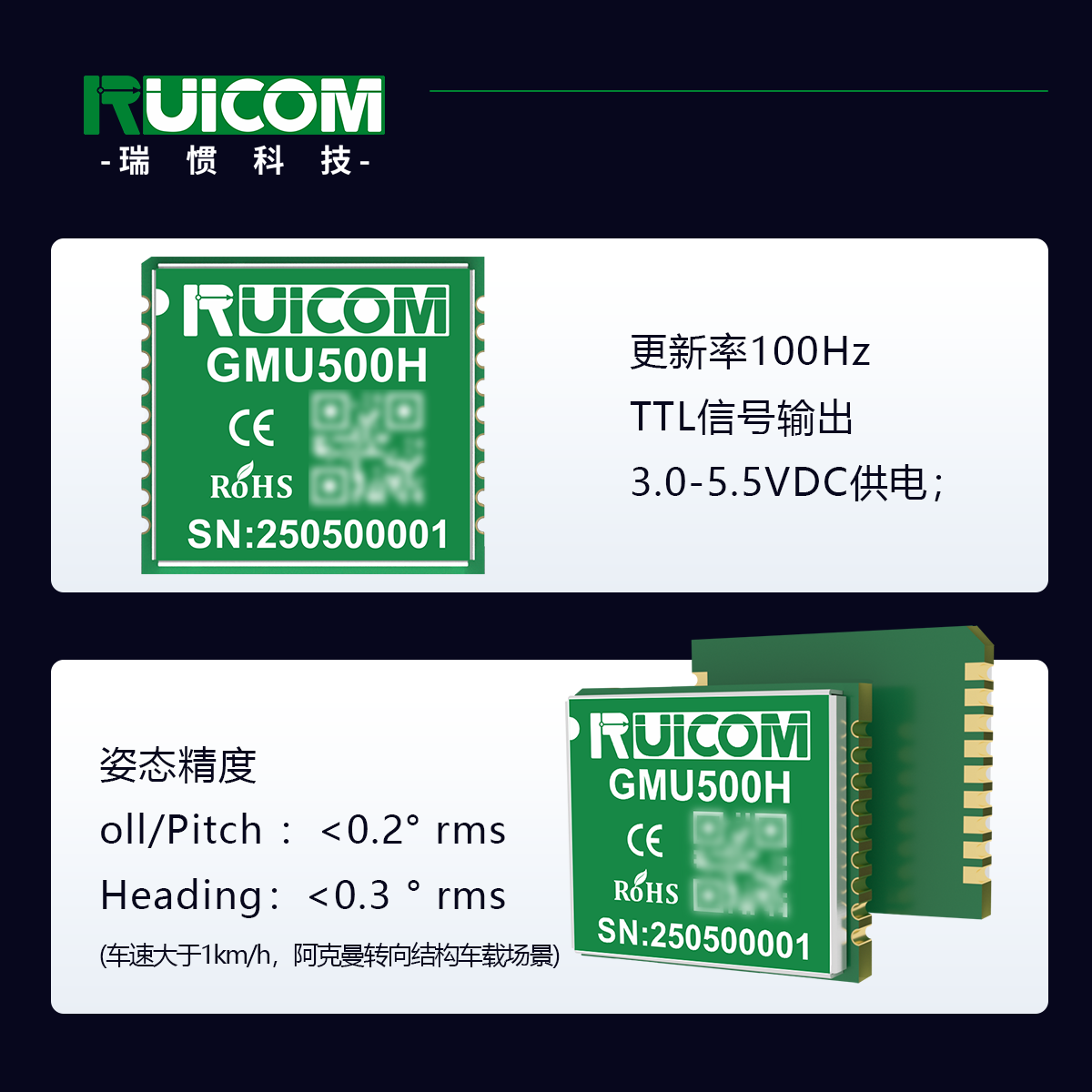 瑞惯-GMU500H 单天线组合惯导模块图片
