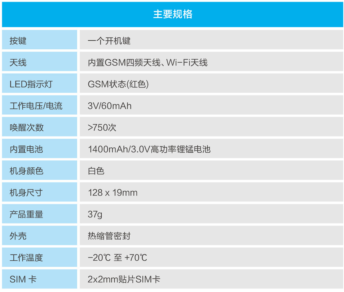 JM-V720超长待机水箱定位器主要规格