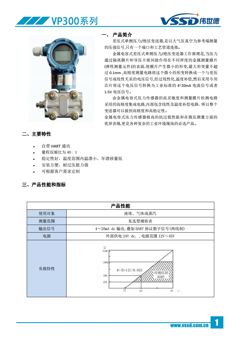 差压式单侧压力-绝压变送器VP303图片