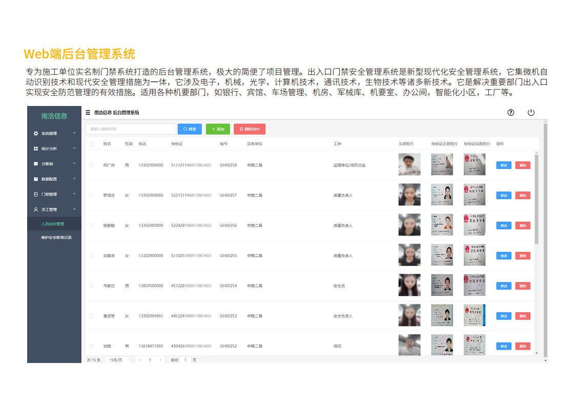 人脸识别劳务实名制智慧工地系统图片
