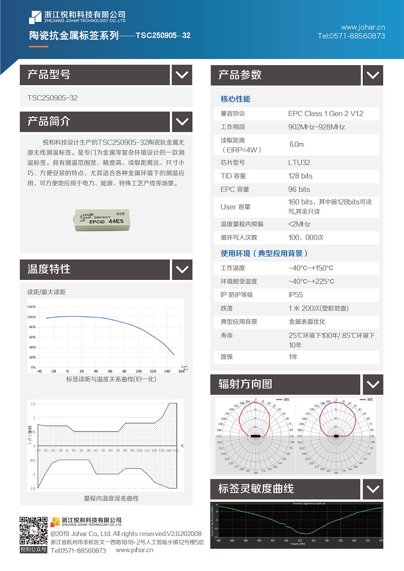TSC250905-32型UHF RFID 陶瓷抗金属测温标签图片