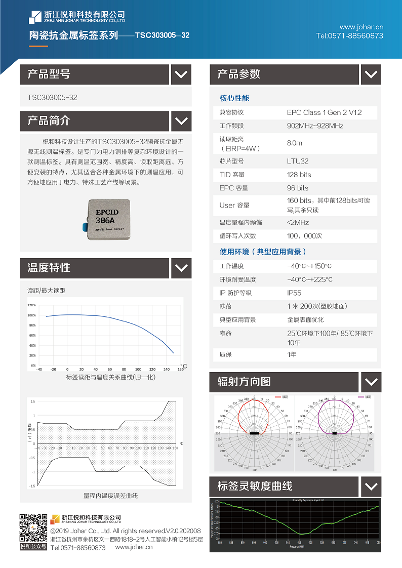 TSC303005-32型UHF RFID 陶瓷抗金属测温标签图片