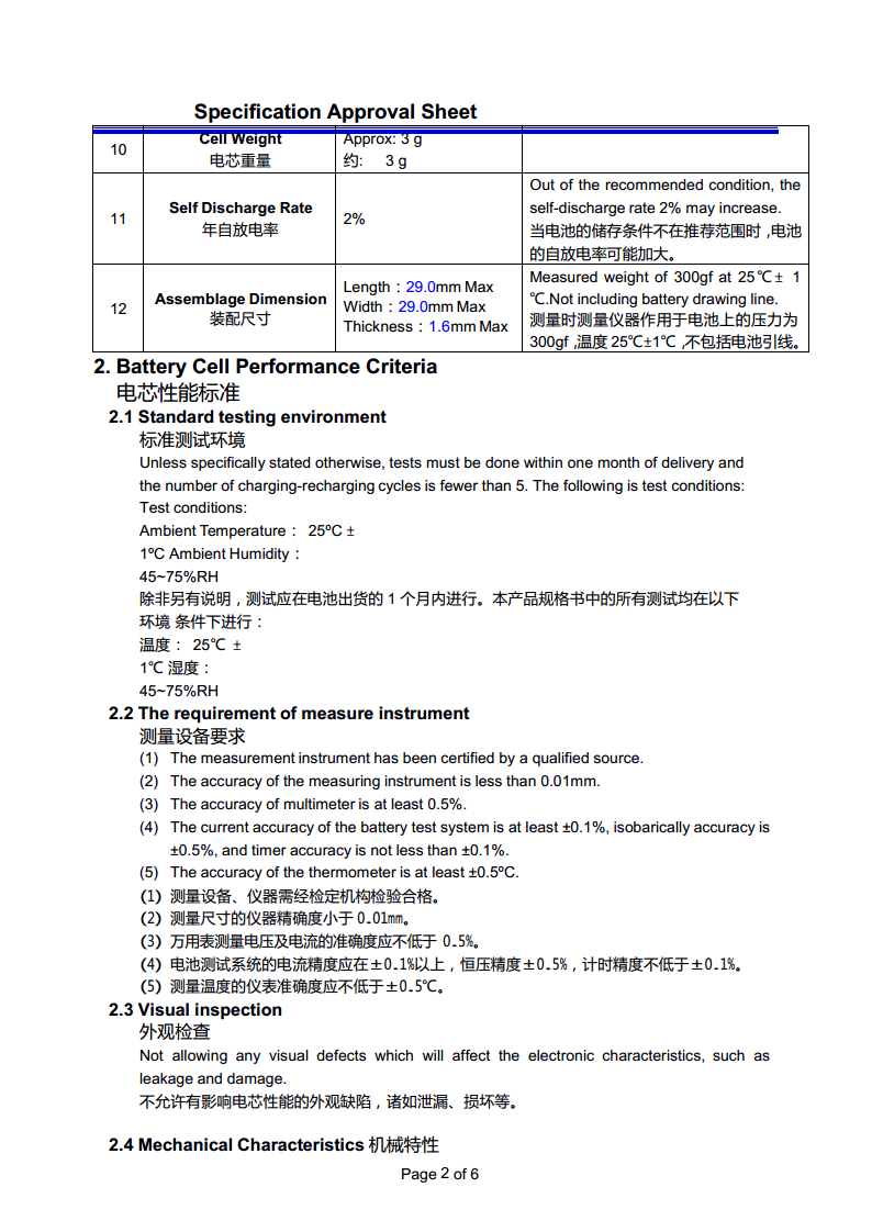 3.0V/160mAh软包锂锰一次电池CP142828图片